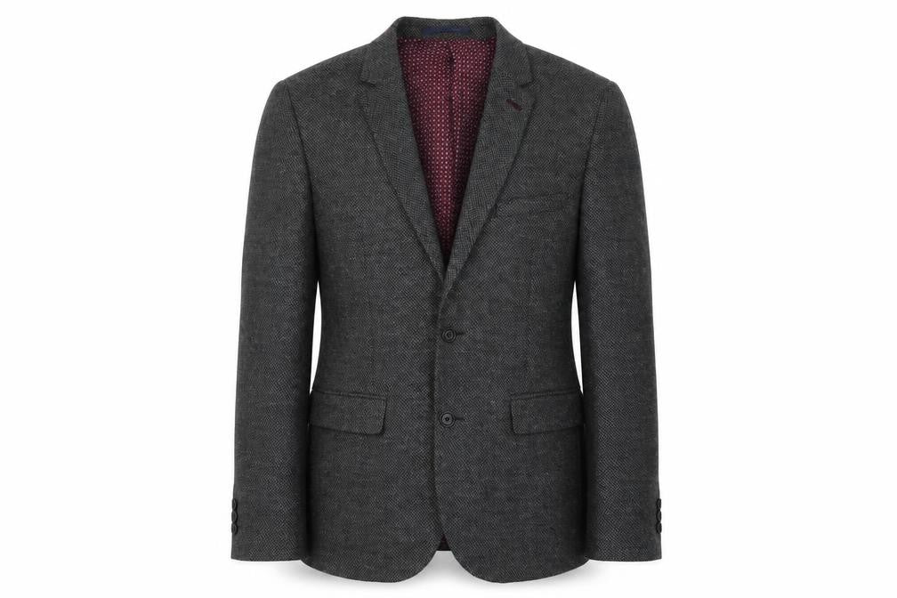 Burton Mens Grey Wool Jacket Suit Jacket Size 40