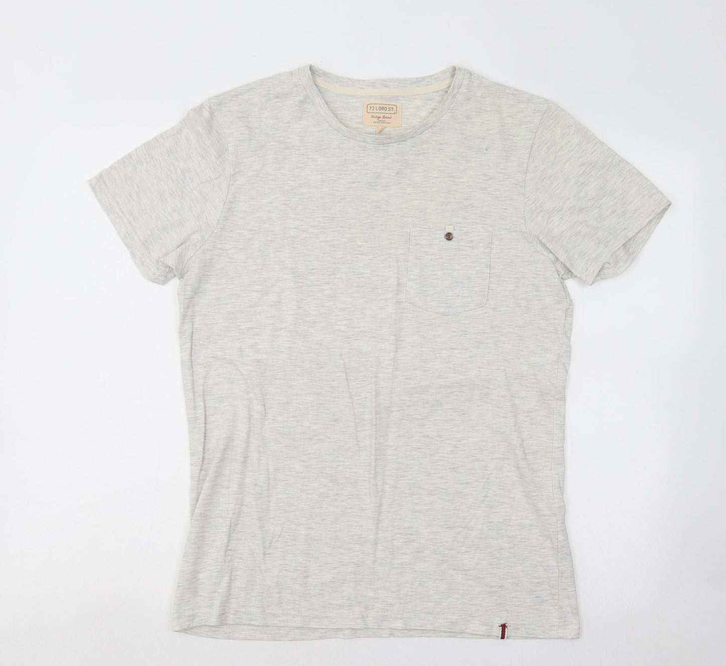 72 Lord St Womens Grey Cotton Basic T-Shirt Size M Round Neck