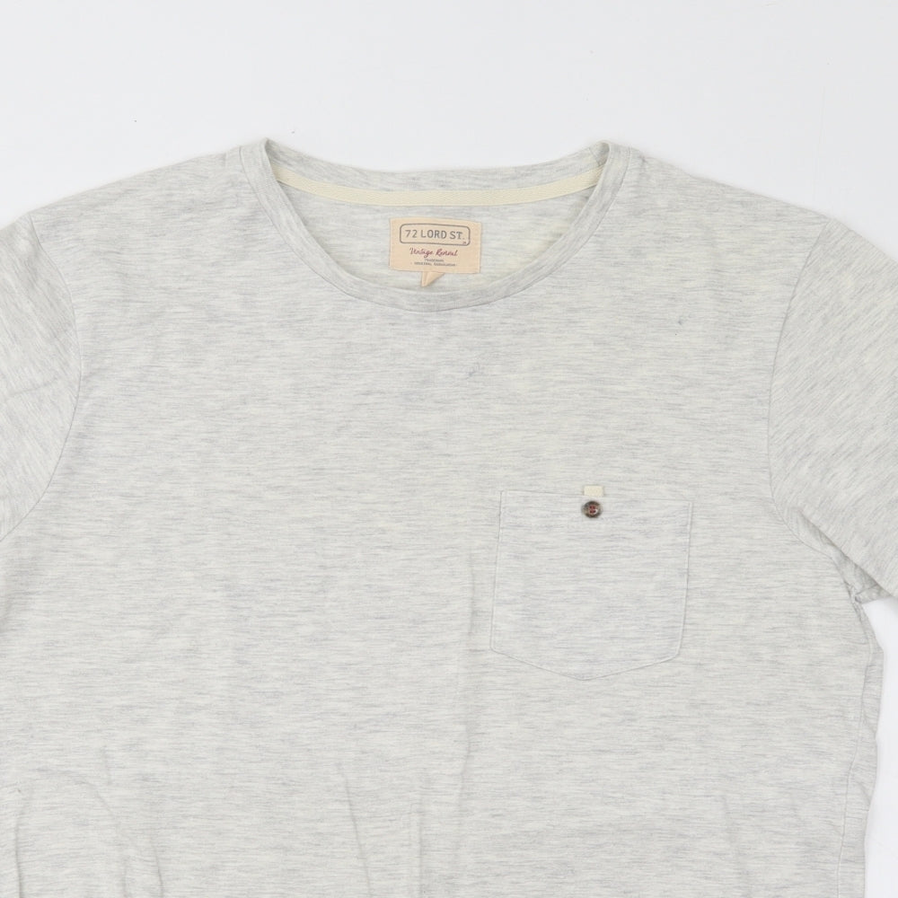 72 Lord St Womens Grey Cotton Basic T-Shirt Size M Round Neck
