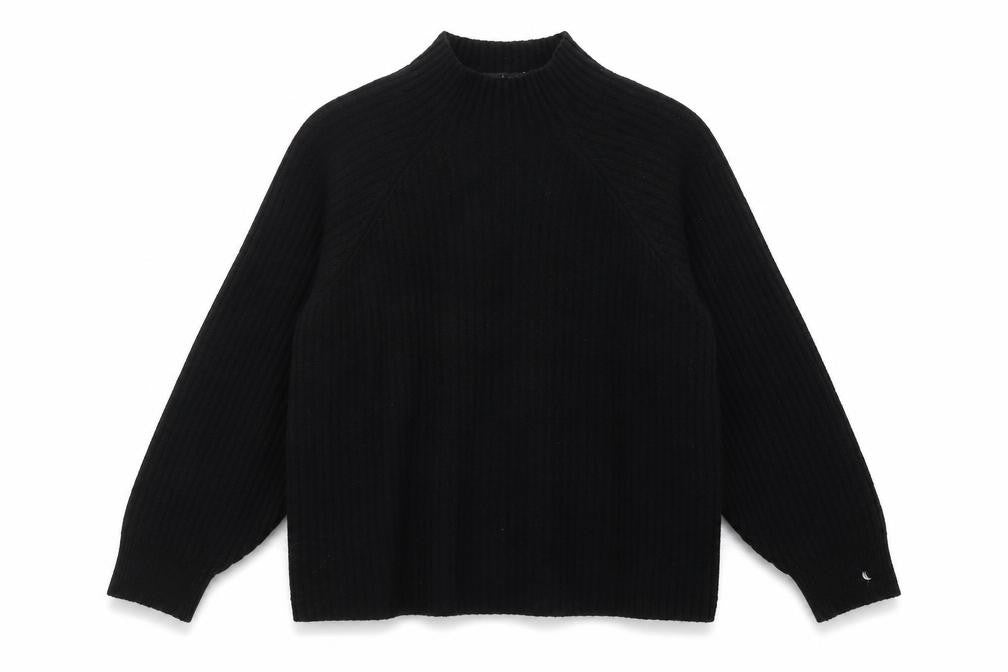 Boohoo Womens Black Mock Neck Polyester Pullover Jumper Size M - Ribbed