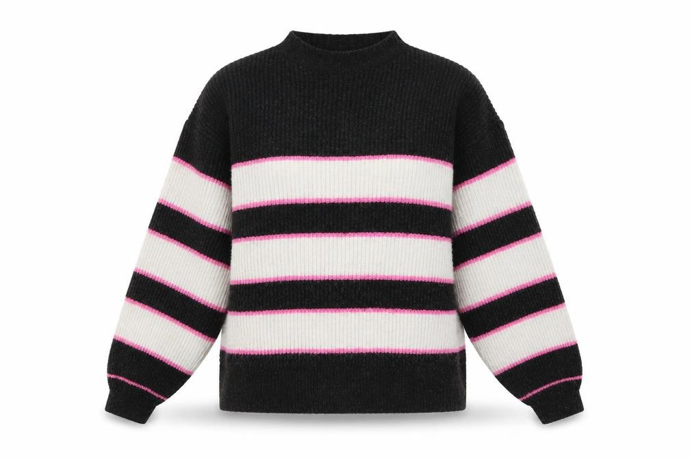 George Womens Multicoloured Mock Neck Striped Acrylic Pullover Jumper Size S