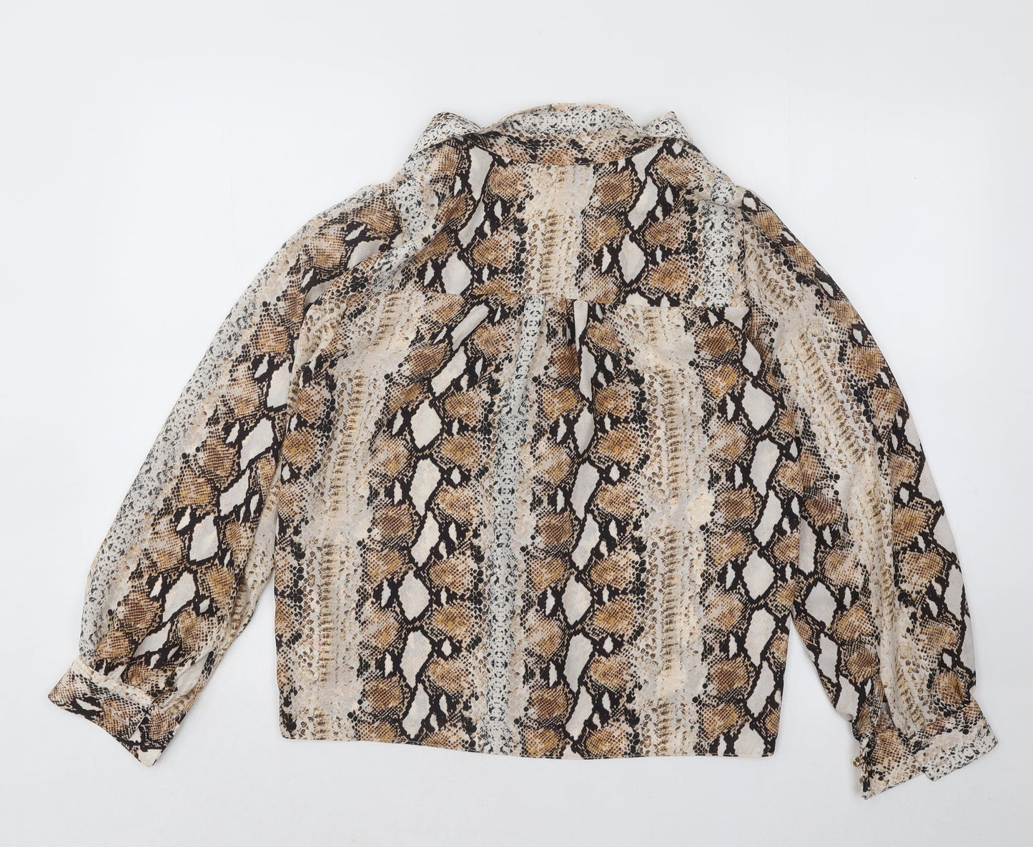 Dorothy Perkins Womens Gold Animal Print Polyester Basic Blouse Size 12 V-Neck - Snakeskin
