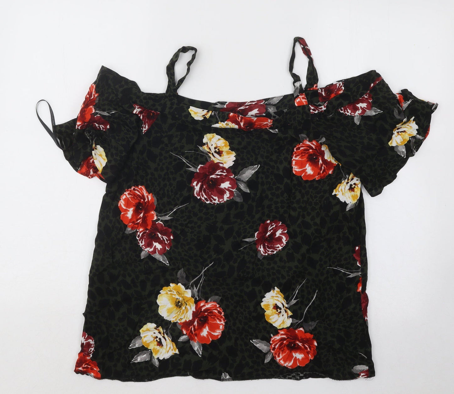 Dorothy Perkins Womens Multicoloured Floral Polyester Basic Blouse Size 10 Round Neck