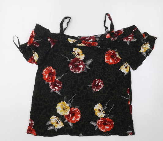 Dorothy Perkins Womens Multicoloured Floral Polyester Basic Blouse Size 10 Round Neck
