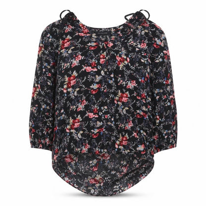 Atmosphere Womens Black Floral Polyester Basic Blouse Size 10 V-Neck