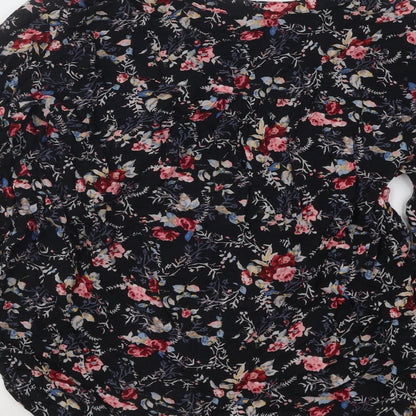 Atmosphere Womens Black Floral Polyester Basic Blouse Size 10 V-Neck