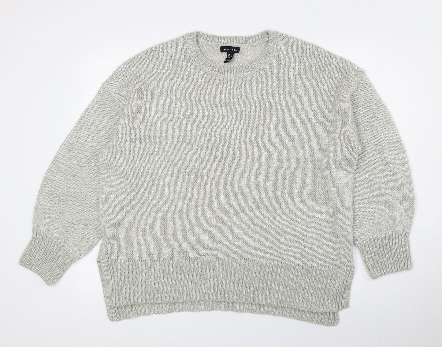 New Look Womens Grey Crew Neck Acrylic Pullover Jumper Size L
