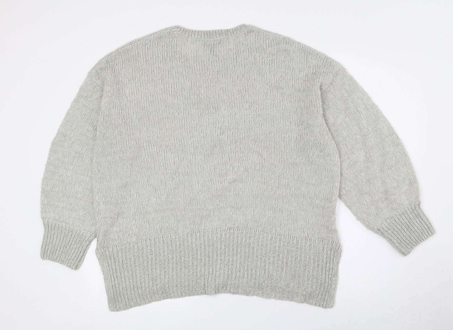 New Look Womens Grey Crew Neck Acrylic Pullover Jumper Size L