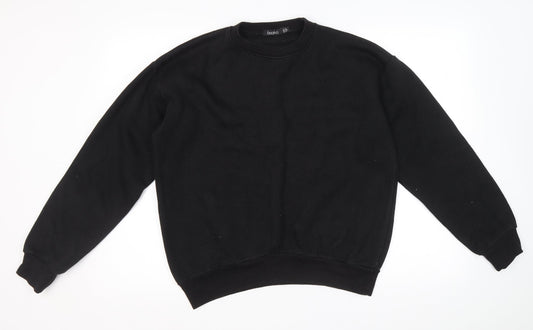 Boohoo Womens Black Polyester Pullover Sweatshirt Size 8 Pullover
