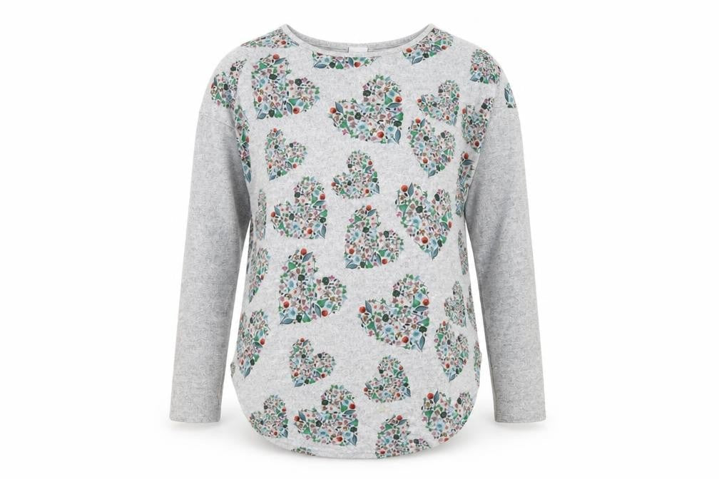 Stock Shop Womens Grey Scoop Neck Geometric Polyester Pullover Jumper Size M - Hearts