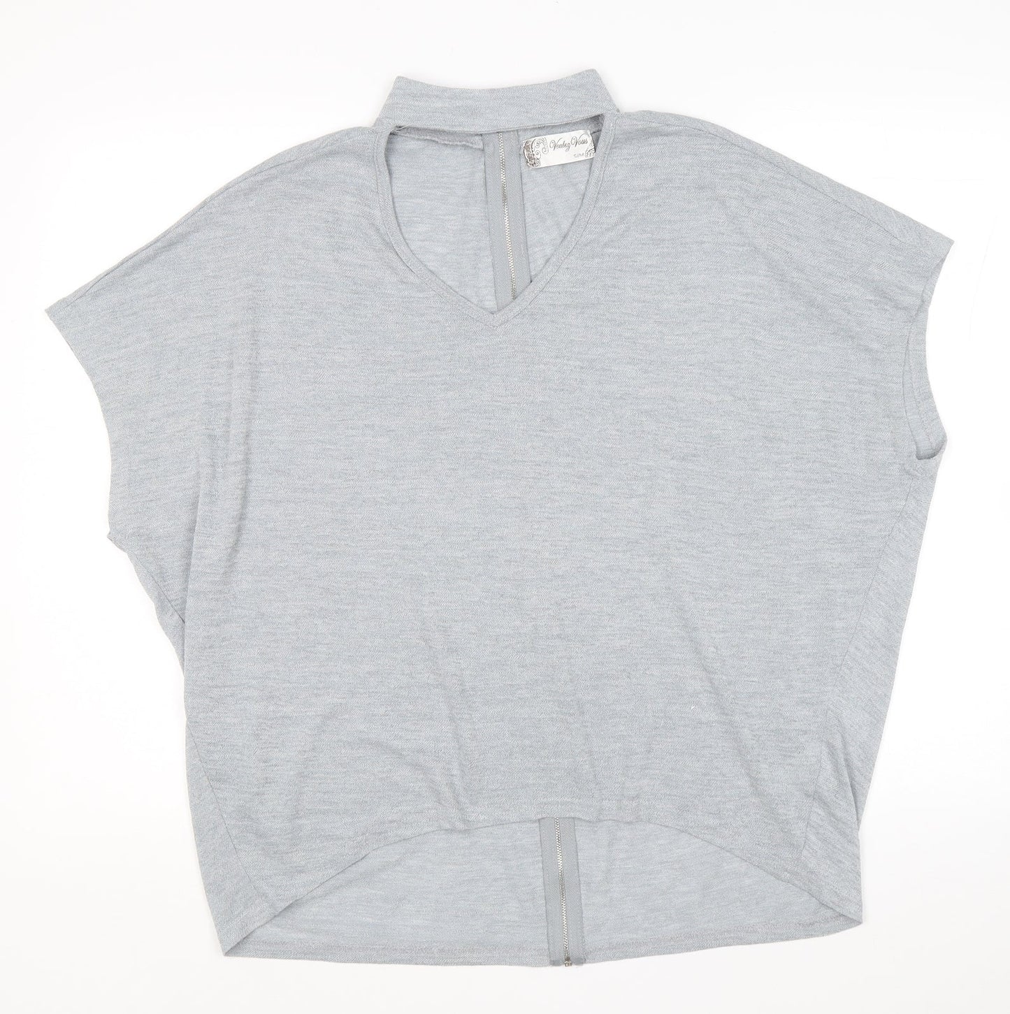 Voulez-Vous Womens Grey Viscose Basic Blouse Size M High Neck