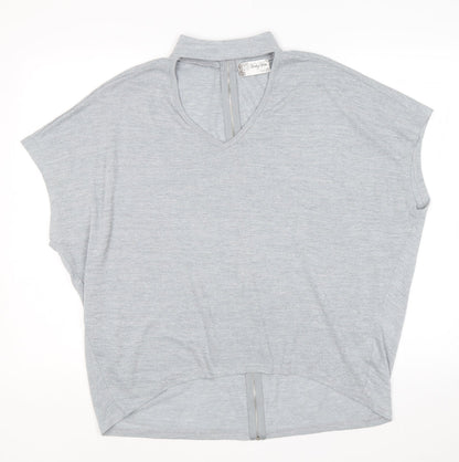 Voulez-Vous Womens Grey Viscose Basic Blouse Size M High Neck