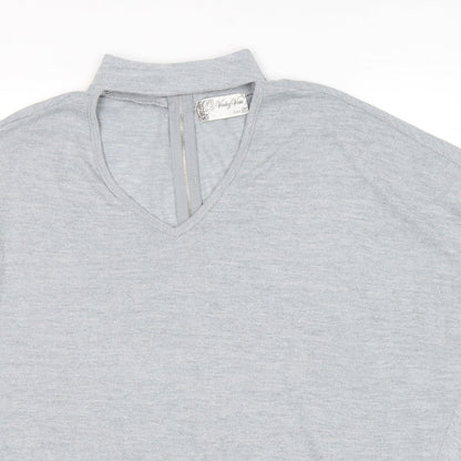 Voulez-Vous Womens Grey Viscose Basic Blouse Size M High Neck