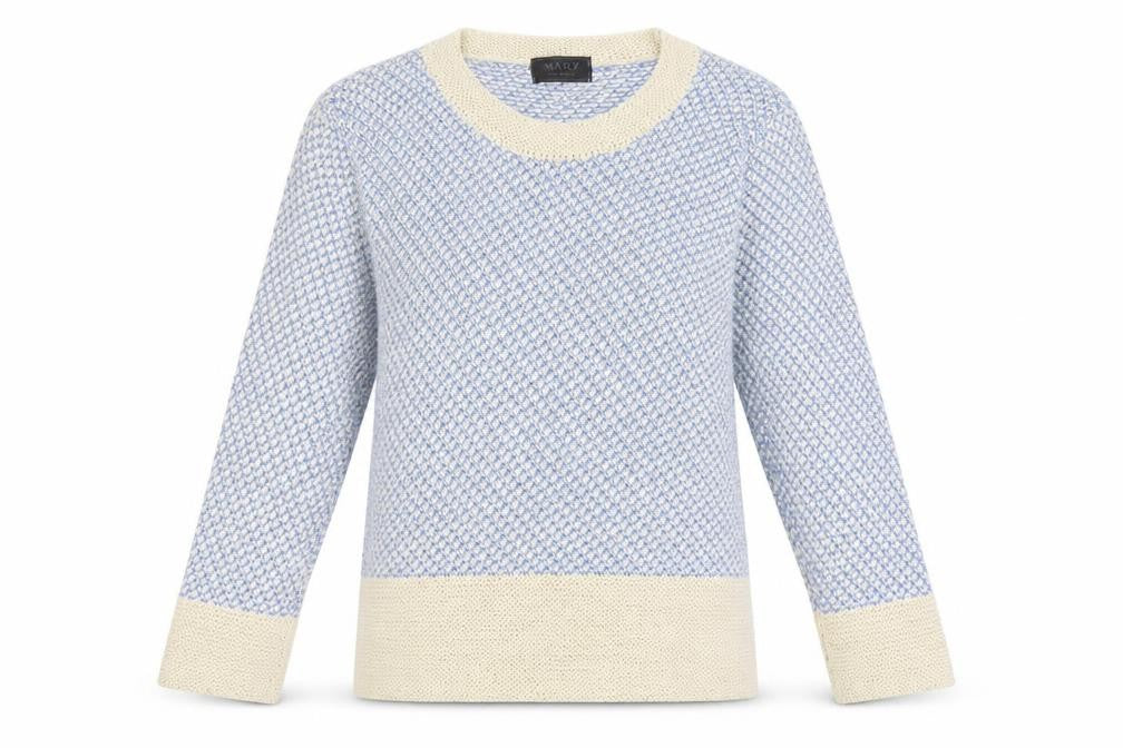 Mary Womens Blue Scoop Neck Striped Acrylic Pullover Jumper Size L