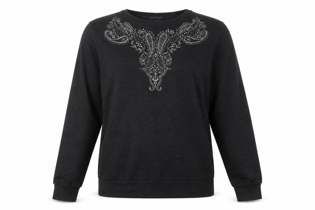 Dorothy Perkins Womens Black Cotton Pullover Sweatshirt Size 12 Pullover - Paisley