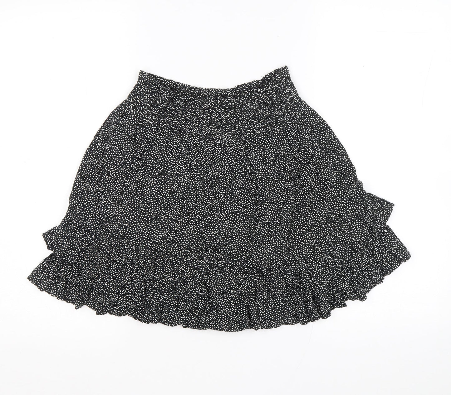 NEXT Girls Black Polka Dot Viscose Flare Skirt Size 10 Years Regular Drawstring