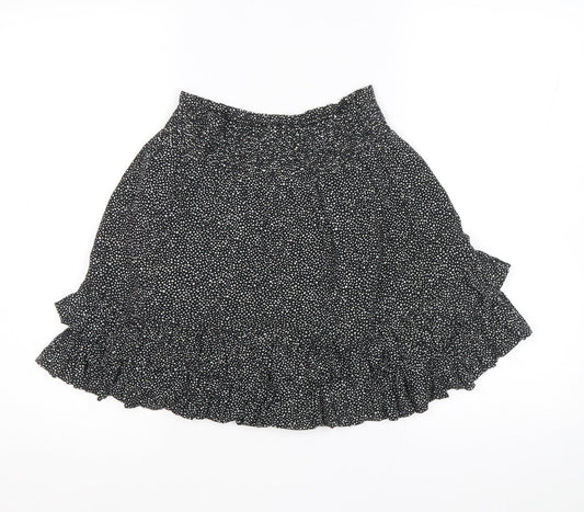 NEXT Girls Black Polka Dot Viscose Flare Skirt Size 10 Years Regular Drawstring
