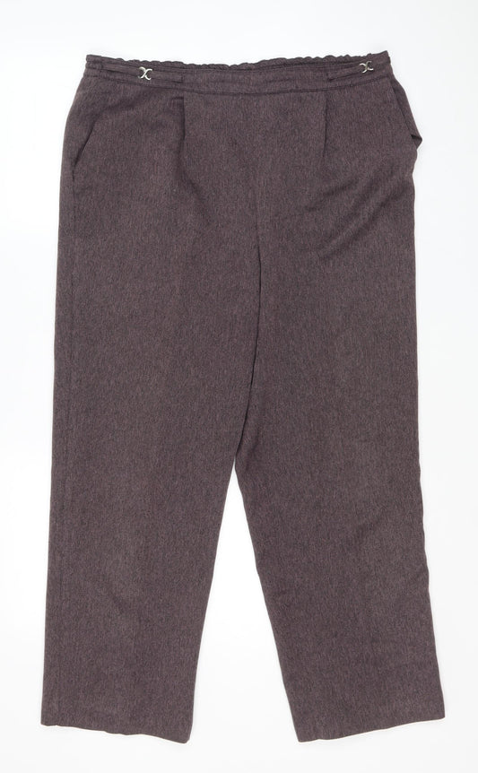 BHS Womens Purple Herringbone Polyester Trousers Size 14 L26 in Regular Drawstring