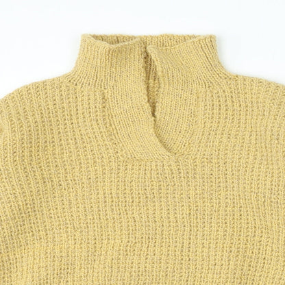 Preworn Womens Beige V-Neck Polyester Pullover Jumper Size S