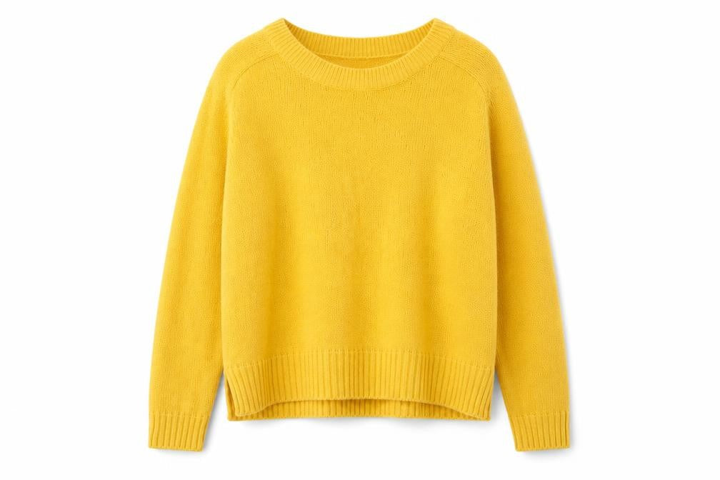 H&M Womens Yellow Round Neck Acrylic Henley Jumper Size M