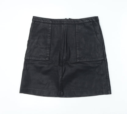 Next Womens Black Polyester A-Line Skirt Size 10 Zip