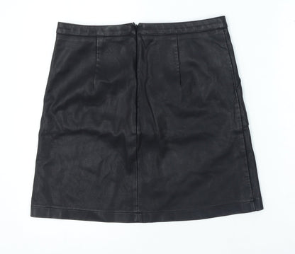 Next Womens Black Polyester A-Line Skirt Size 10 Zip