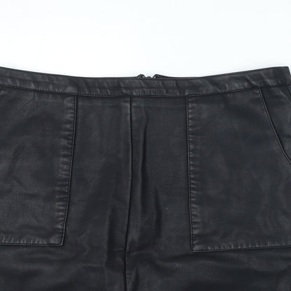 Next Womens Black Polyester A-Line Skirt Size 10 Zip