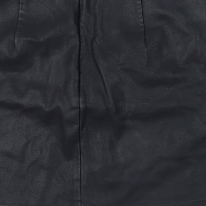 Next Womens Black Polyester A-Line Skirt Size 10 Zip