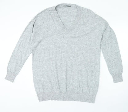 Principles Womens Grey V-Neck Nylon Pullover Jumper Size 16