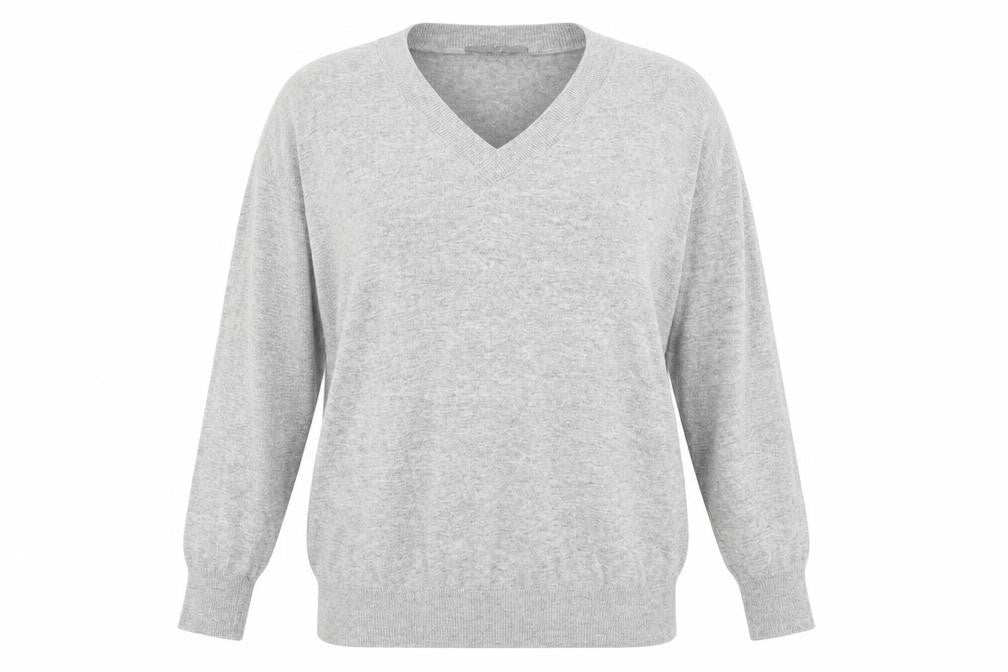 Principles Womens Grey V-Neck Nylon Pullover Jumper Size 16