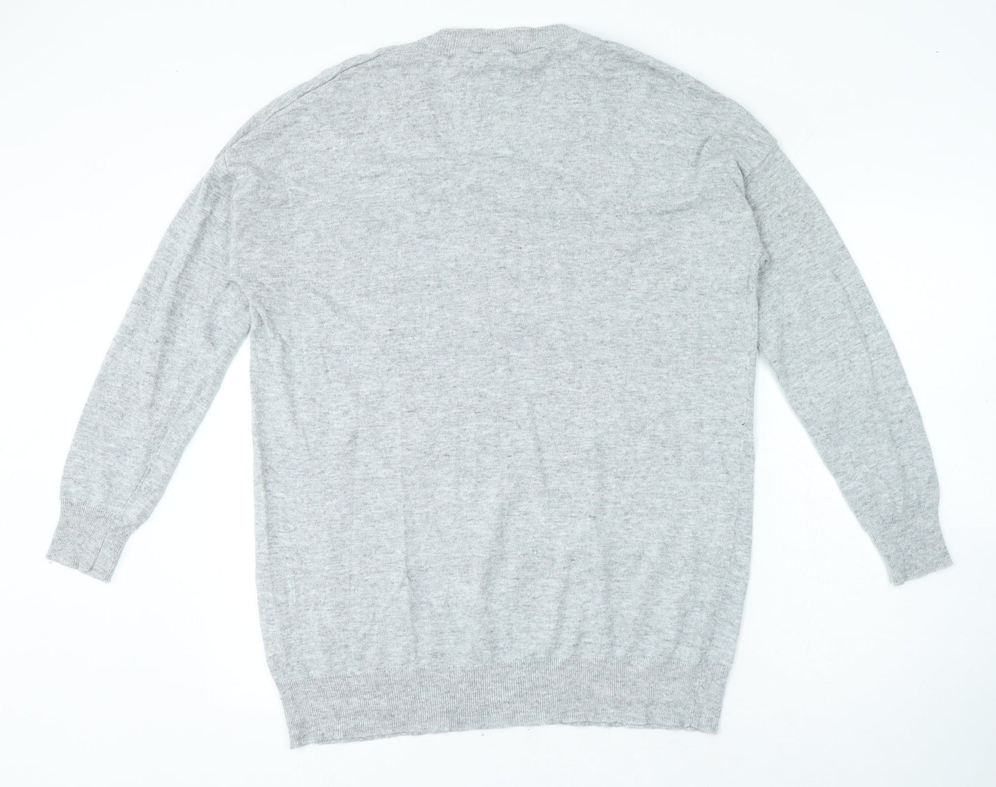 Principles Womens Grey V-Neck Nylon Pullover Jumper Size 16