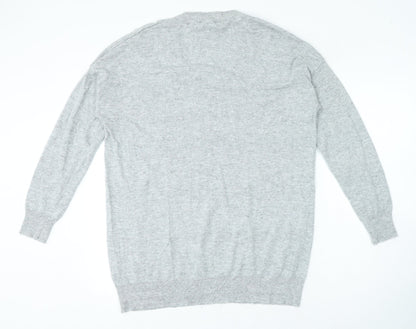 Principles Womens Grey V-Neck Nylon Pullover Jumper Size 16