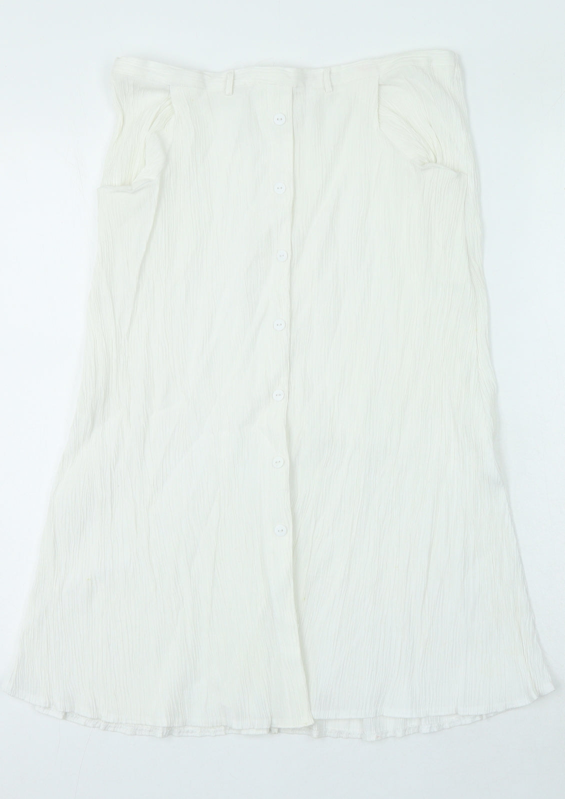 Preworn Womens White Polyacrylate Fibre A-Line Skirt Size M