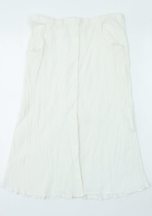 Preworn Womens White Polyacrylate Fibre A-Line Skirt Size M