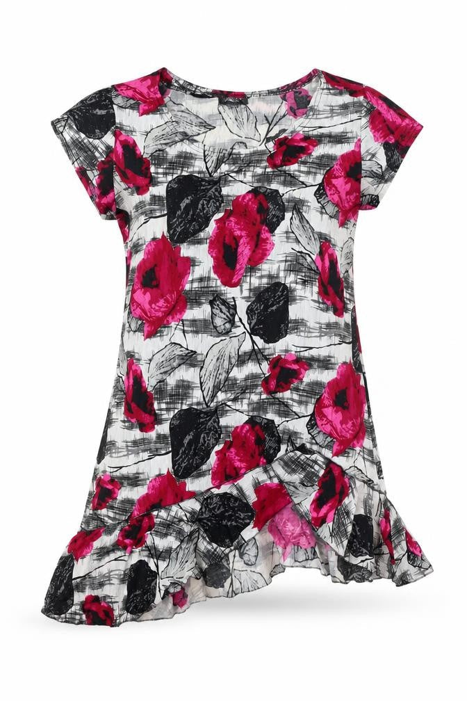 Apricot Womens Black Floral Polyester Jersey T-Shirt Size S Round Neck
