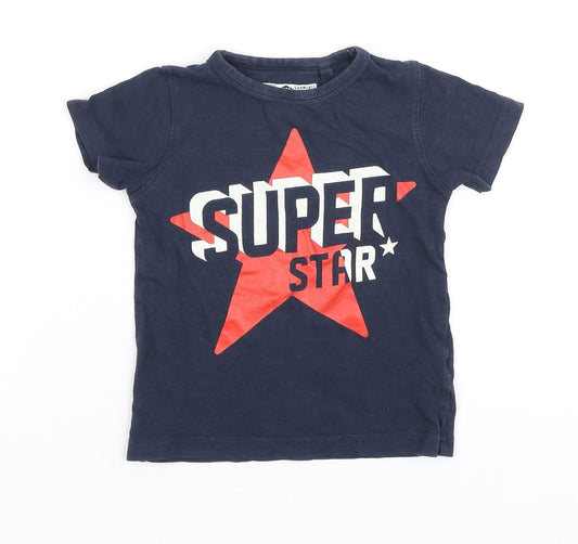 NEXT Baby Blue Cotton Basic T-Shirt Size 12-18 Months Round Neck - Super Star
