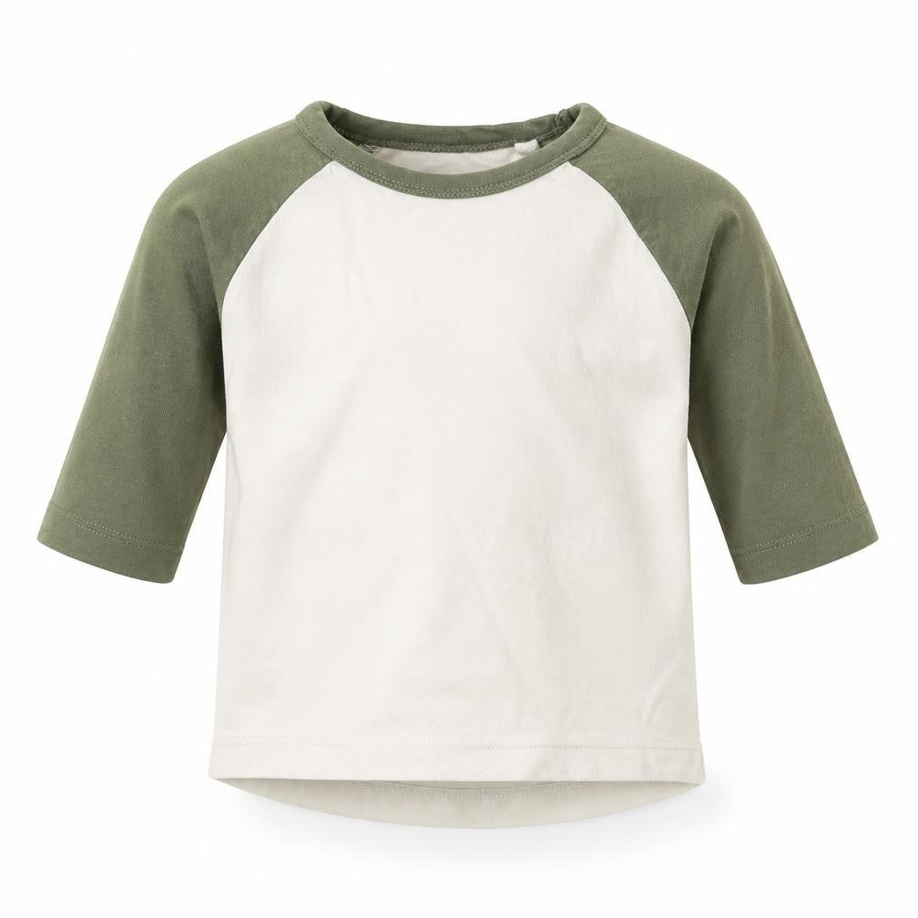 Next Boys Ivory Colourblock Cotton Basic T-Shirt Size 6-9 Months Round Neck