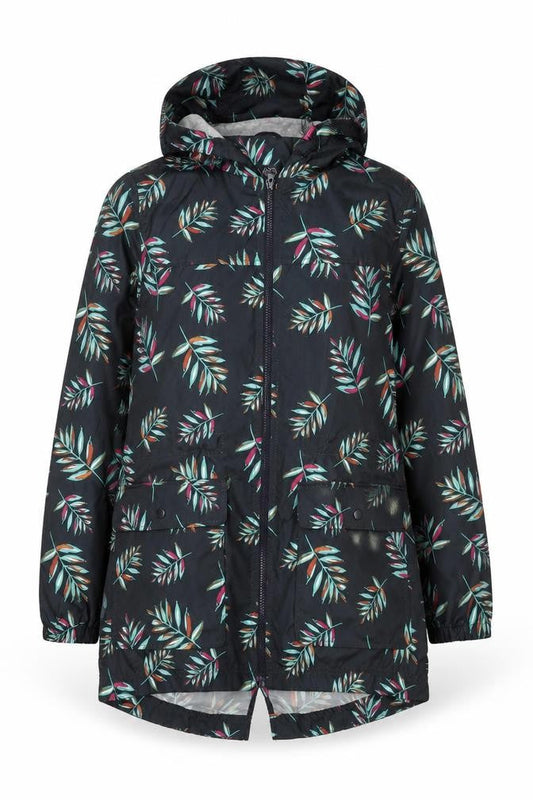 Marks & Spencer Womens Blue Floral Anorak Coat Size S Zip - Leaf Print
