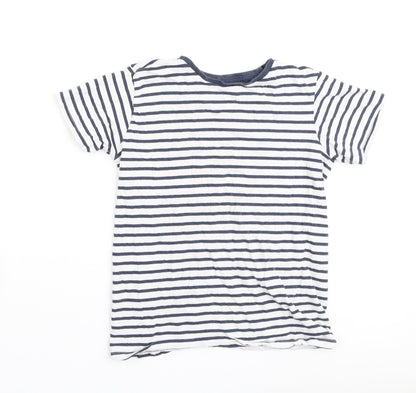 Dunnes Boys Blue Striped Cotton Basic Polo Size 8-9 Years Round Neck