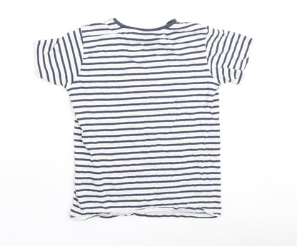 Dunnes Boys Blue Striped Cotton Basic Polo Size 8-9 Years Round Neck