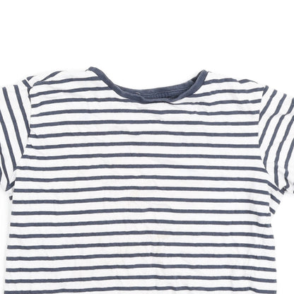 Dunnes Boys Blue Striped Cotton Basic Polo Size 8-9 Years Round Neck