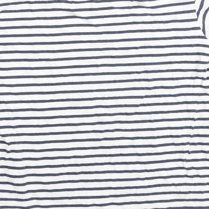 Dunnes Boys Blue Striped Cotton Basic Polo Size 8-9 Years Round Neck