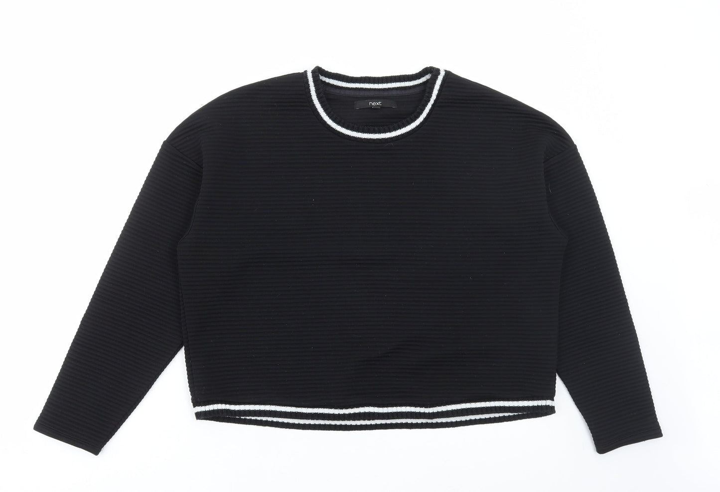 NEXT Womens Black Round Neck Polyester Pullover Jumper Size 14 - Ribbed