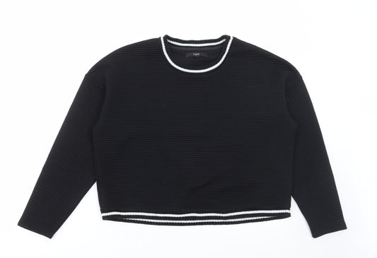 NEXT Womens Black Round Neck Polyester Pullover Jumper Size 14 - Ribbed