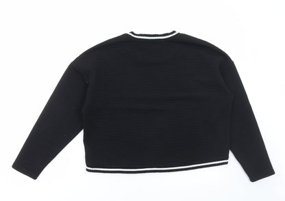 Next Womens Black Round Neck Polyester Pullover Jumper Size 14 - Ribbed