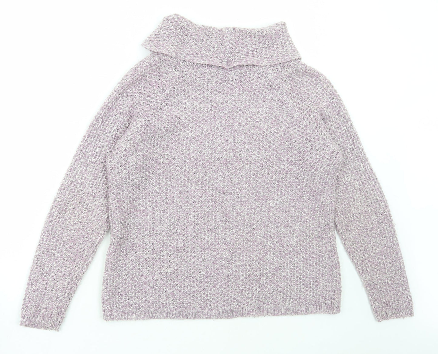 M&Co Womens Purple Roll Neck Acrylic Pullover Jumper Size 10