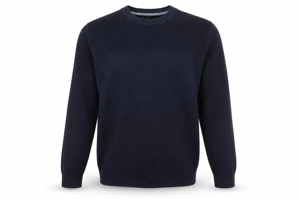 Marks & Spencer Mens Blue Round Neck Polyester Pullover Jumper Size S - Ribbed