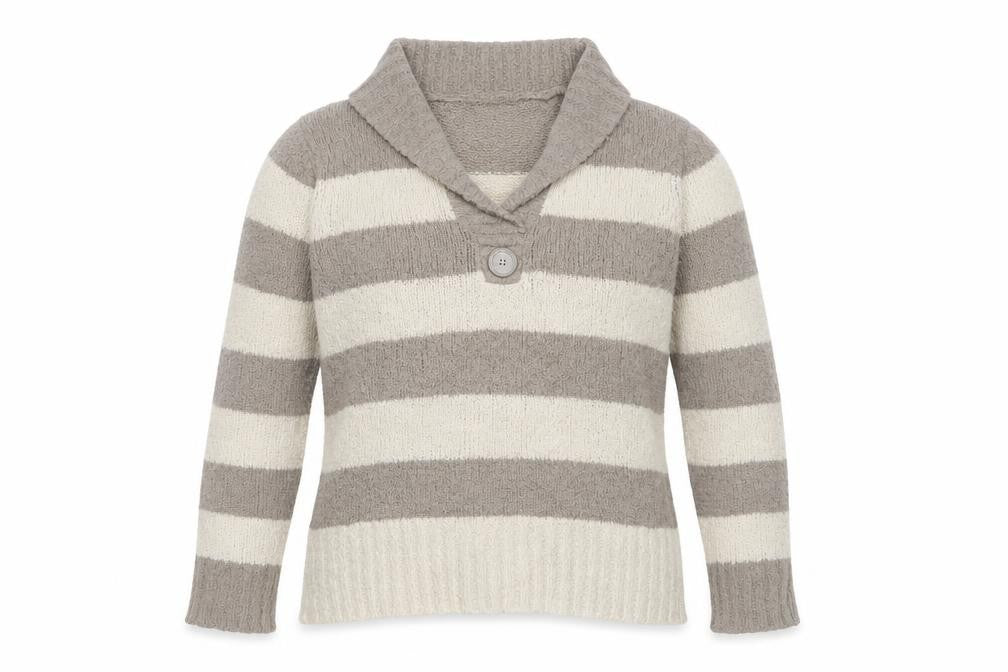 M&Co Womens Beige Collared Striped Acrylic Pullover Jumper Size L
