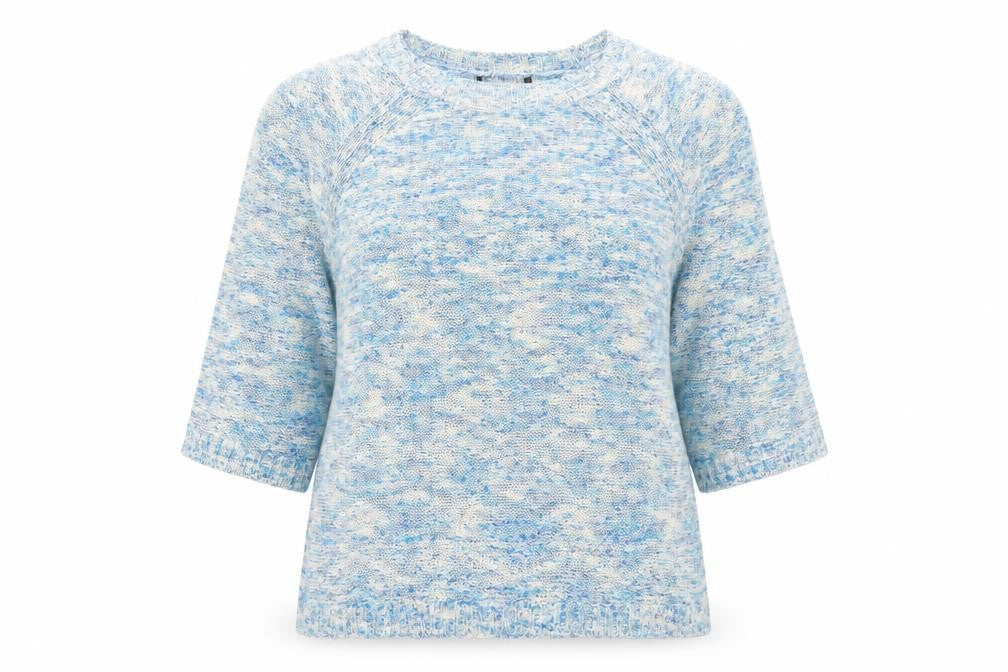 Preworn Womens Blue Round Neck Geometric Acrylic Pullover Jumper Size L