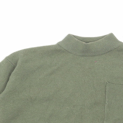 Preloved Primark Girls Green High Neck Polyester Pullover Jumper Size 9-10 Years Pullover - Detail